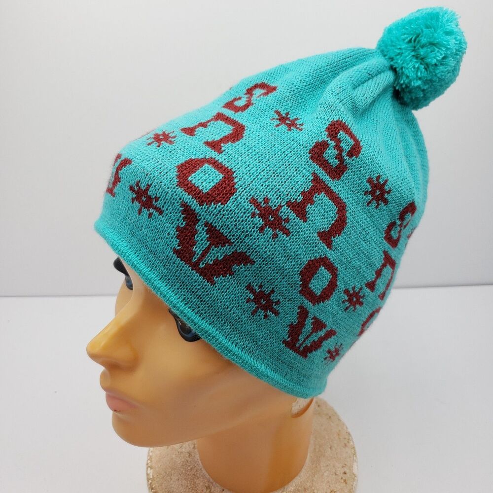 Supreme Snow AOP Beanie Hat Turquoise Teal Burgundy Red Pom Knit Cap Unisex